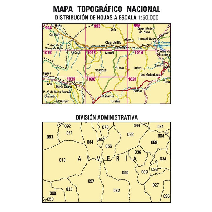 Carte topographique de l'Espagne - Macael, n° 1013 | CNIG - 1/50 000 carte pliée CNIG 