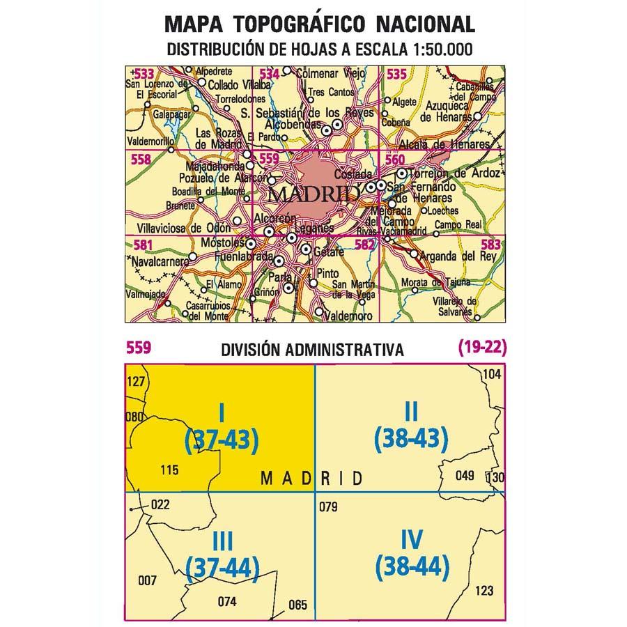 Carte topographique de l'Espagne - Madrid Nordoeste, n° 0559.1 | CNIG - 1/25 000 carte pliée CNIG 