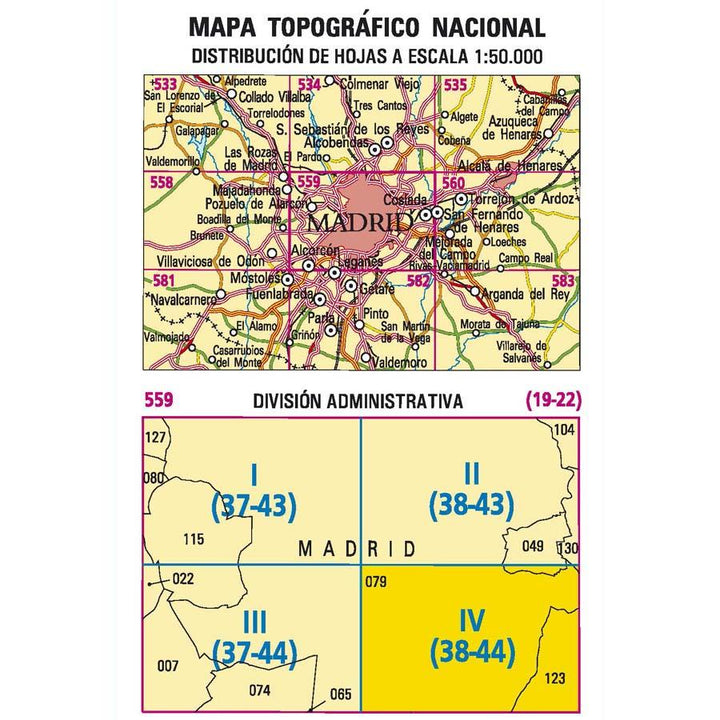 Carte topographique de l'Espagne - Madrid Sureste, n° 0559.4 | CNIG - 1/25 000 carte pliée CNIG 