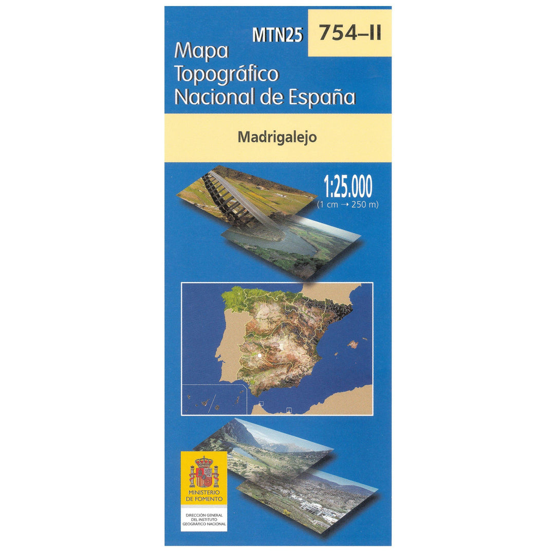 Carte topographique de l'Espagne - Madrigalejo, n° 0754.2 | CNIG - 1/25 000 carte pliée CNIG 