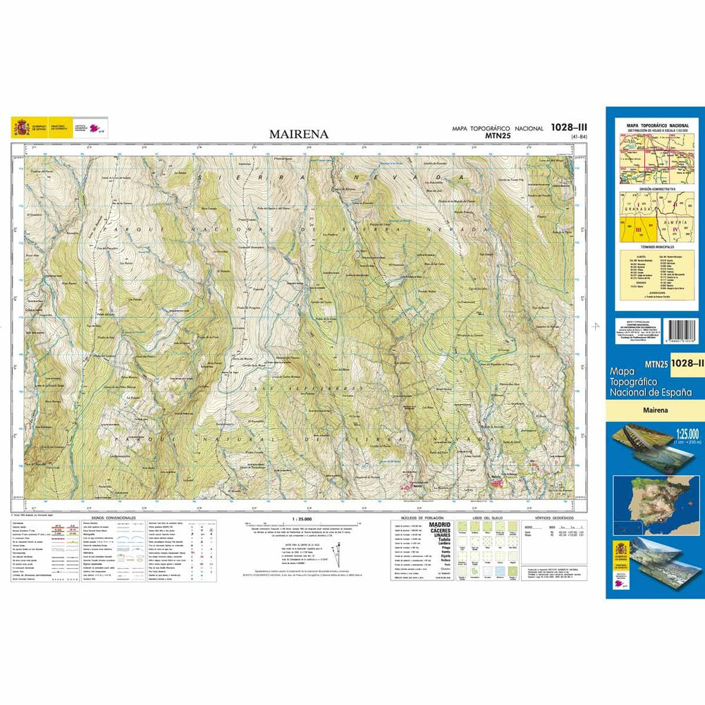 Carte topographique de l'Espagne - Mairena, n° 1028.3 | CNIG - 1/25 000 carte pliée CNIG 