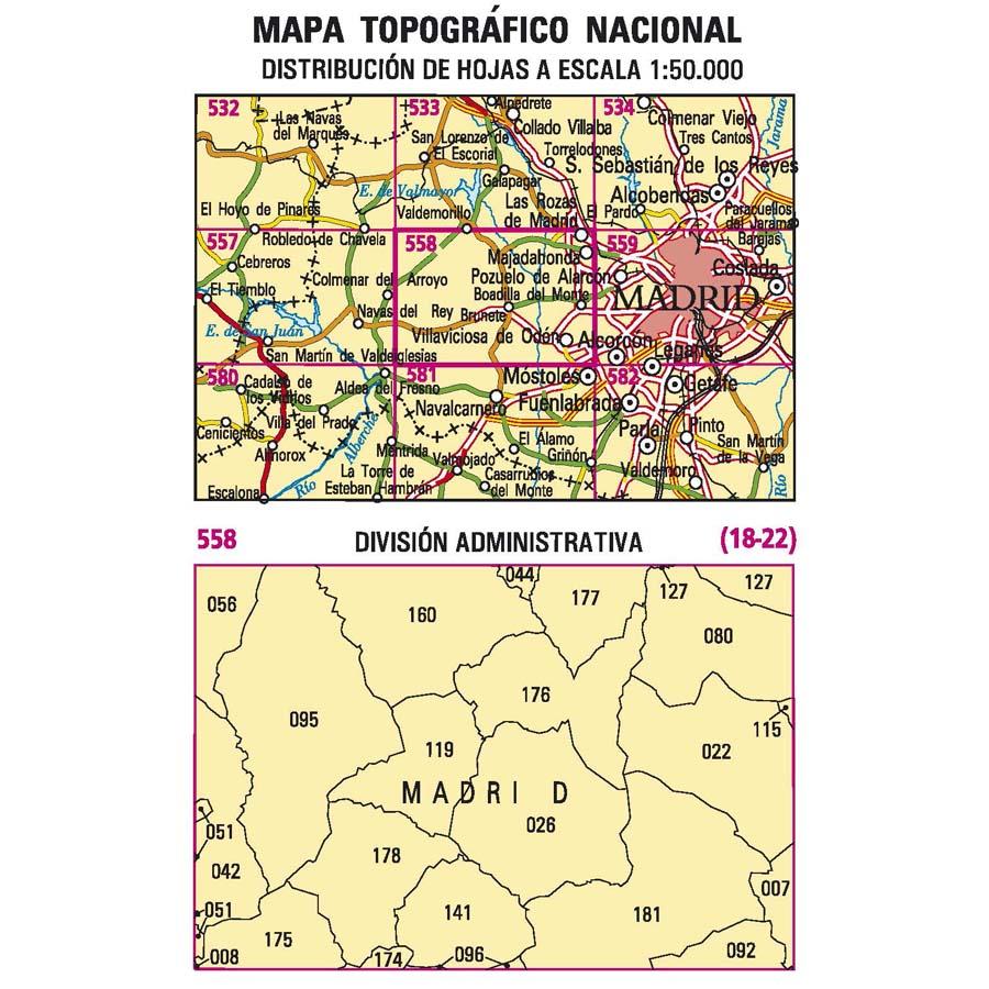 Carte topographique de l'Espagne - Majadahonda, n° 0558 | CNIG - 1/50 000 carte pliée CNIG 