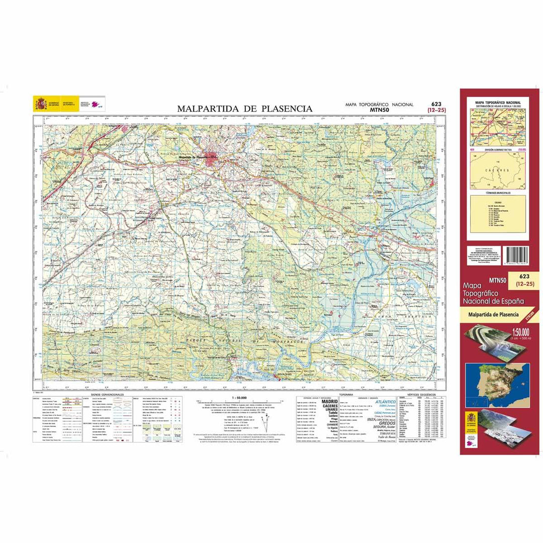 Carte topographique de l'Espagne - Malpartica de Plasencia, n° 0623 | CNIG - 1/50 000 carte pliée CNIG 