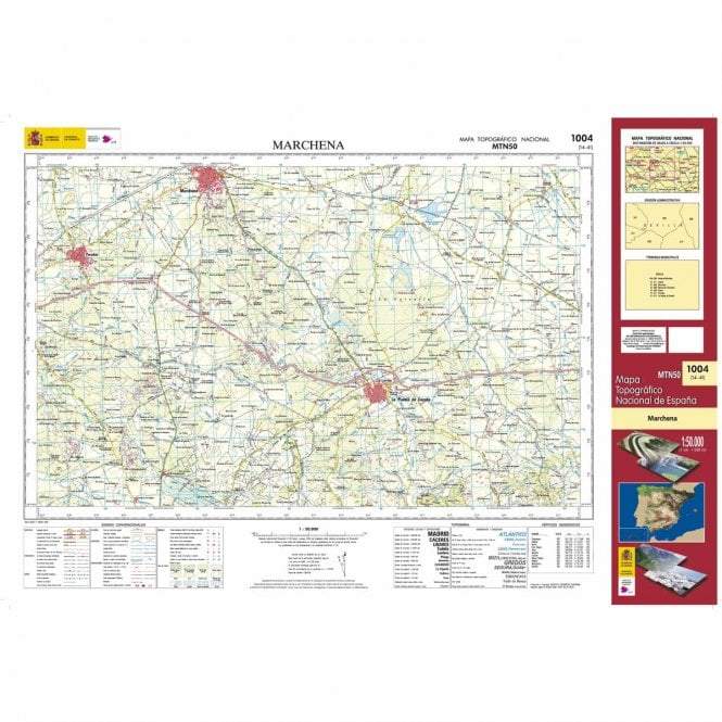 Carte topographique de l'Espagne - Marchena, n° 1004 | CNIG - 1/50 000 carte pliée CNIG 
