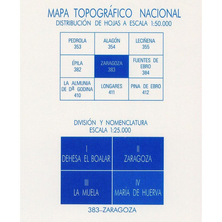 Carte topographique de l'Espagne - María de Huerva, n° 0383.4 | CNIG - 1/25 000 carte pliée CNIG 