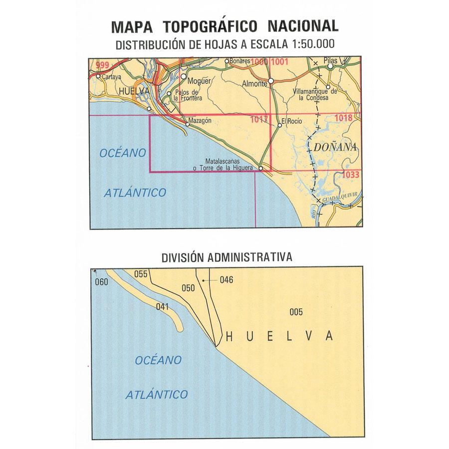 Carte topographique de l'Espagne - Matalascañas Norte, n° 1017 | CNIG - 1/50 000 carte pliée CNIG 