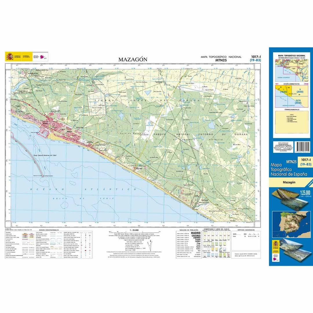 Carte topographique de l'Espagne - Mazagón, n° 1017.1 | CNIG - 1/25 000 carte pliée CNIG 