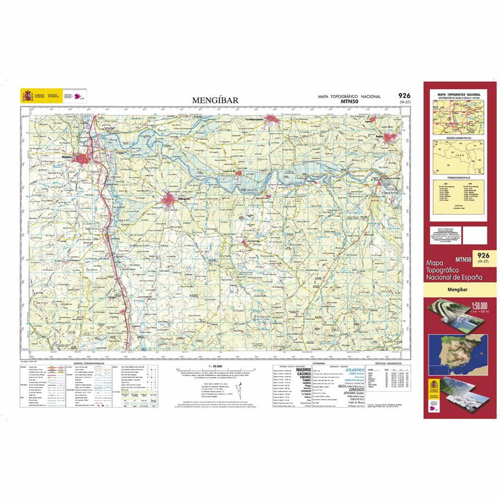 Carte topographique de l'Espagne - Mengíbar, n° 0926 | CNIG - 1/50 000 carte pliée CNIG 