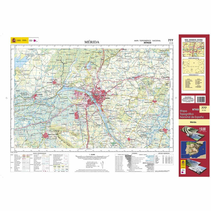 Carte topographique de l'Espagne - Mérida, n° 0777 | CNIG - 1/50 000 carte pliée CNIG 