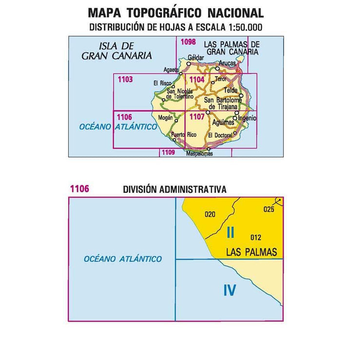 Carte topographique de l'Espagne - Mogán (Gran Canaria), n° 1106.2 | CNIG - 1/25 000 carte pliée CNIG 