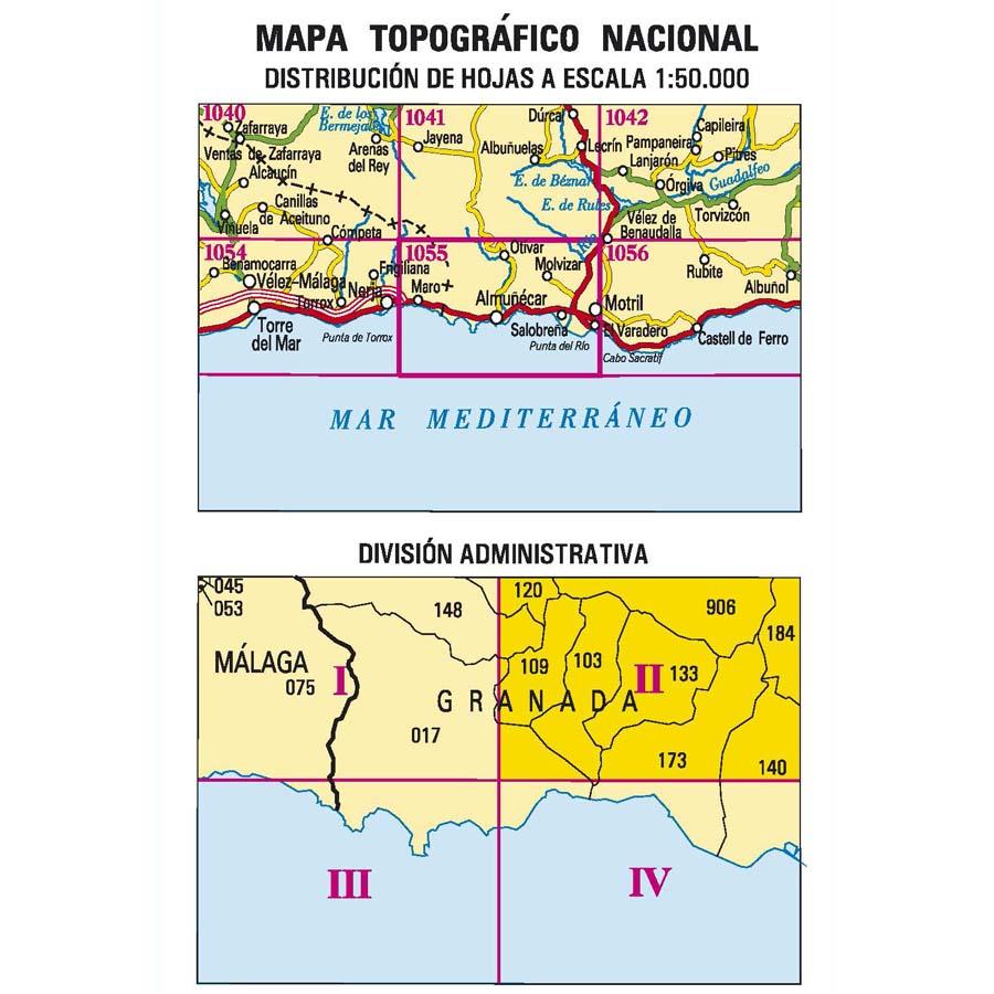 Carte topographique de l'Espagne - Molvízar, n° 1055.2 | CNIG - 1/25 000 carte pliée CNIG 