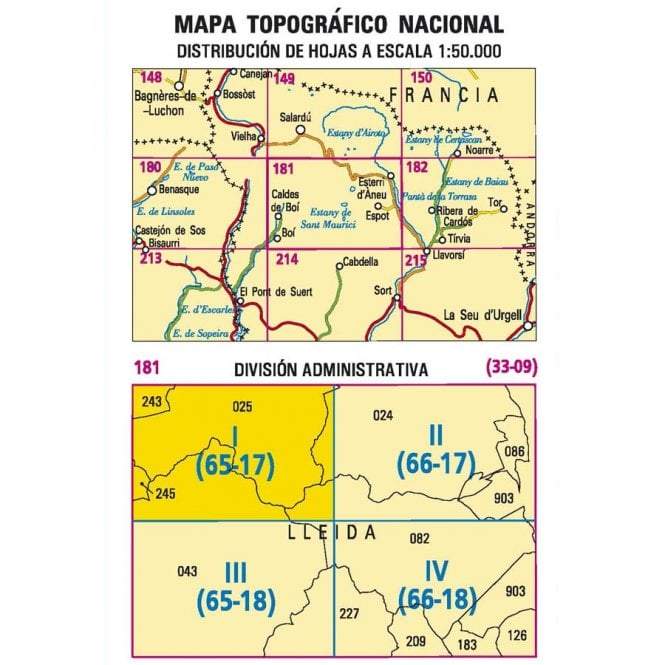 Carte topographique de l'Espagne - Montardo, n° 0181.1 | CNIG - 1/25 000 carte pliée CNIG 
