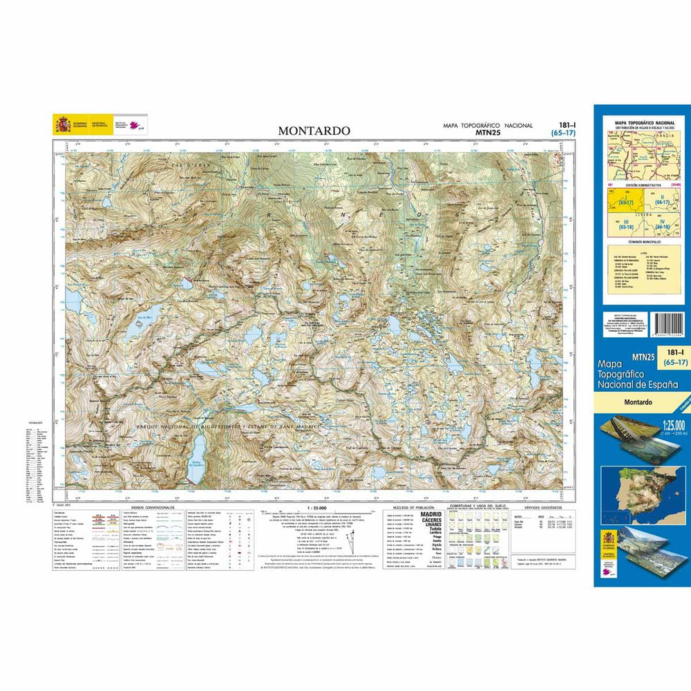 Carte topographique de l'Espagne - Montardo, n° 0181.1 | CNIG - 1/25 000 carte pliée CNIG 