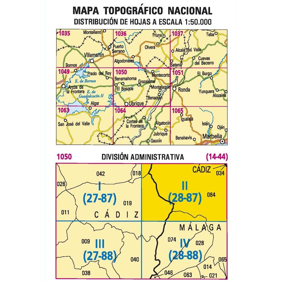 Carte topographique de l'Espagne - Montecorto, n° 1050.2 | CNIG - 1/25 000 carte pliée CNIG 