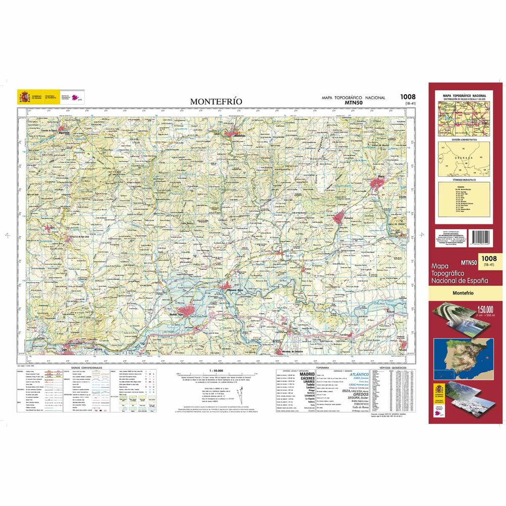 Carte topographique de l'Espagne - Montefrío, n° 1008, n° 1008 | CNIG - 1/50 000 carte pliée CNIG 
