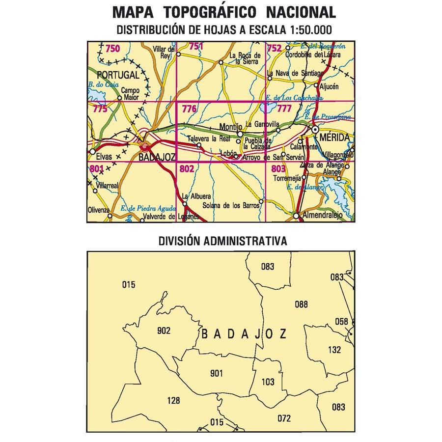 Carte topographique de l'Espagne - Montijo, n° 0776 | CNIG - 1/50 000 carte pliée CNIG 