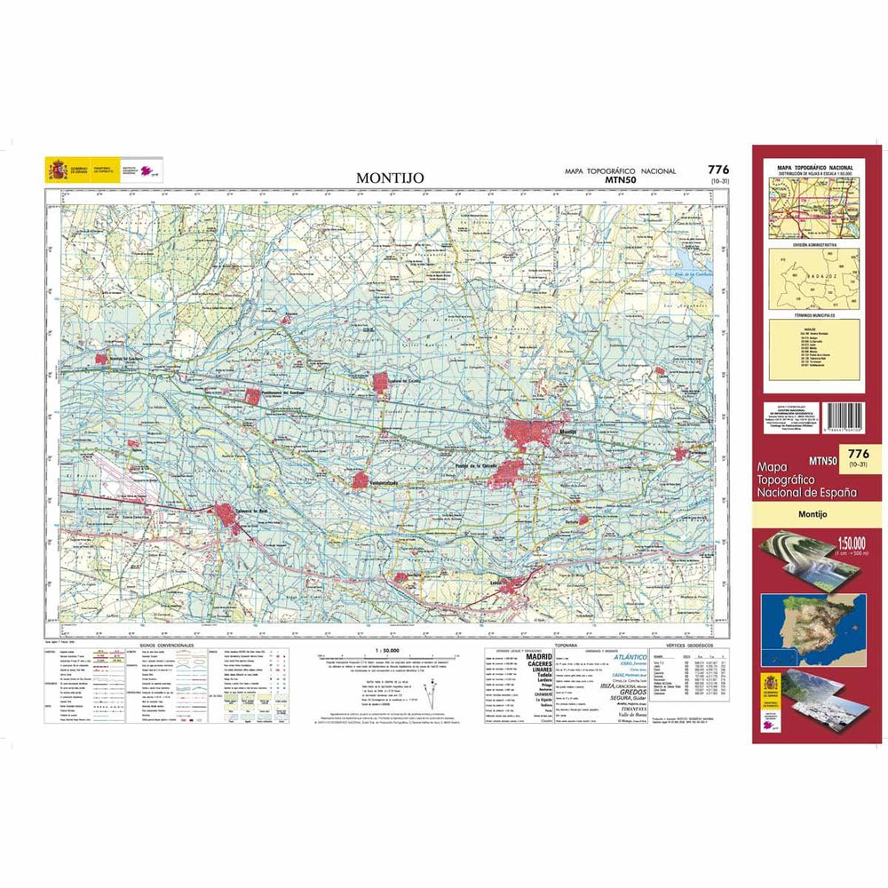 Carte topographique de l'Espagne - Montijo, n° 0776 | CNIG - 1/50 000 carte pliée CNIG 