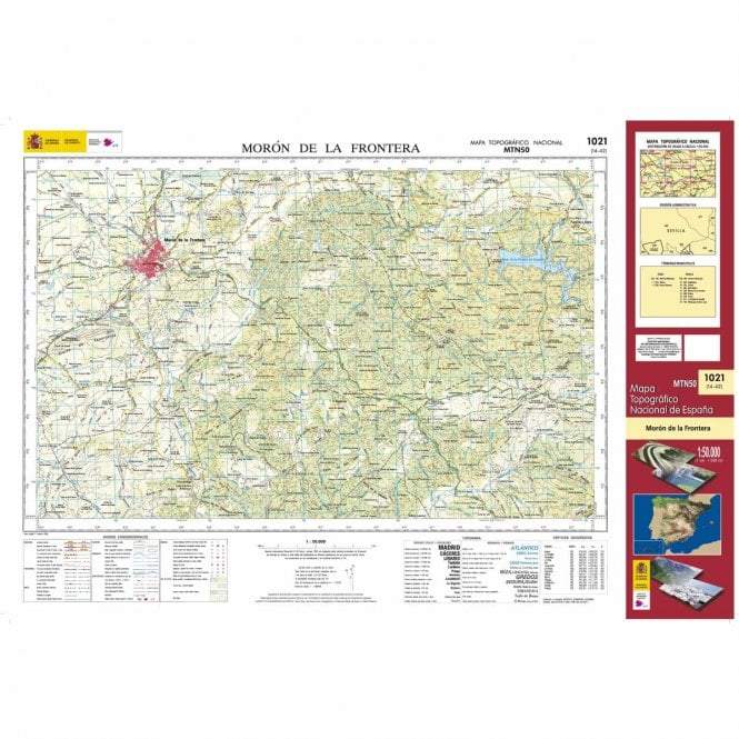 Carte topographique de l'Espagne - Morón de la Frontera, n° 1021 | CNIG - 1/50 000 carte pliée CNIG 