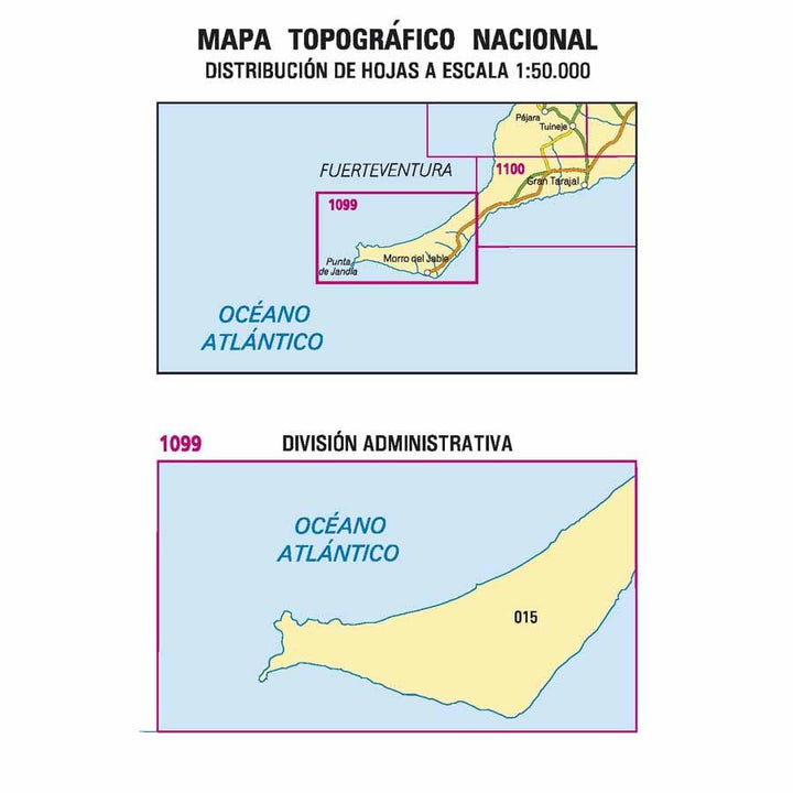Carte topographique de l'Espagne - Morro Jable (Fuerteventura), n° 1099 | CNIG - 1/50 000 carte pliée CNIG 