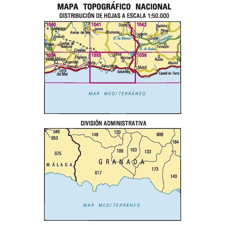 Carte topographique de l'Espagne - Motril, n° 1055 | CNIG - 1/50 000 carte pliée CNIG 