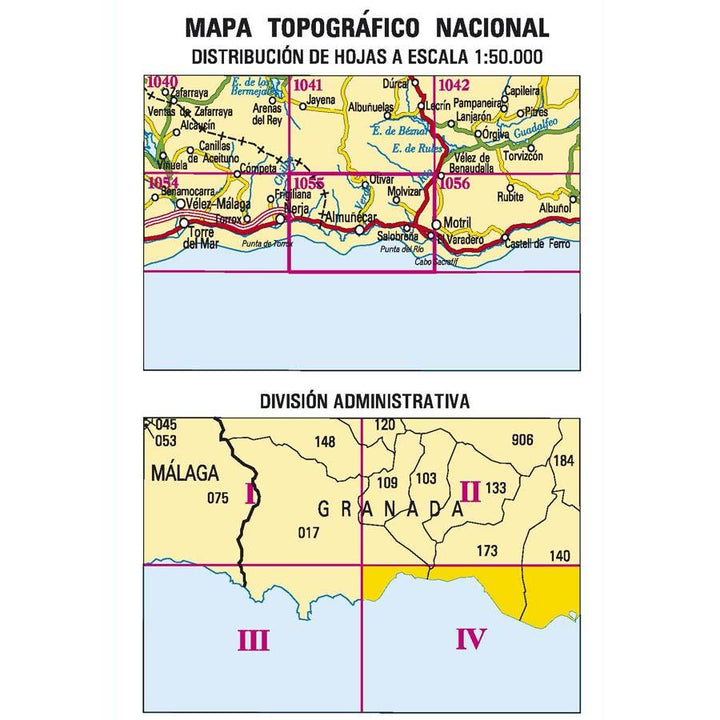 Carte topographique de l'Espagne - Motril, n° 1055.4 | CNIG - 1/25 000 carte pliée CNIG 
