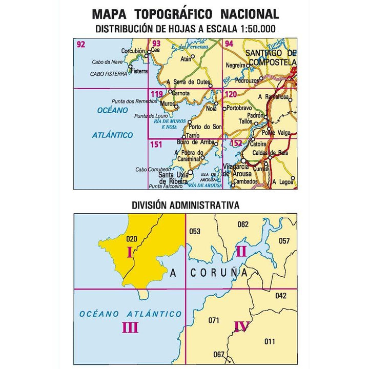 Carte topographique de l'Espagne - Muros, n° 0119.1 | CNIG - 1/25 000 carte pliée CNIG 