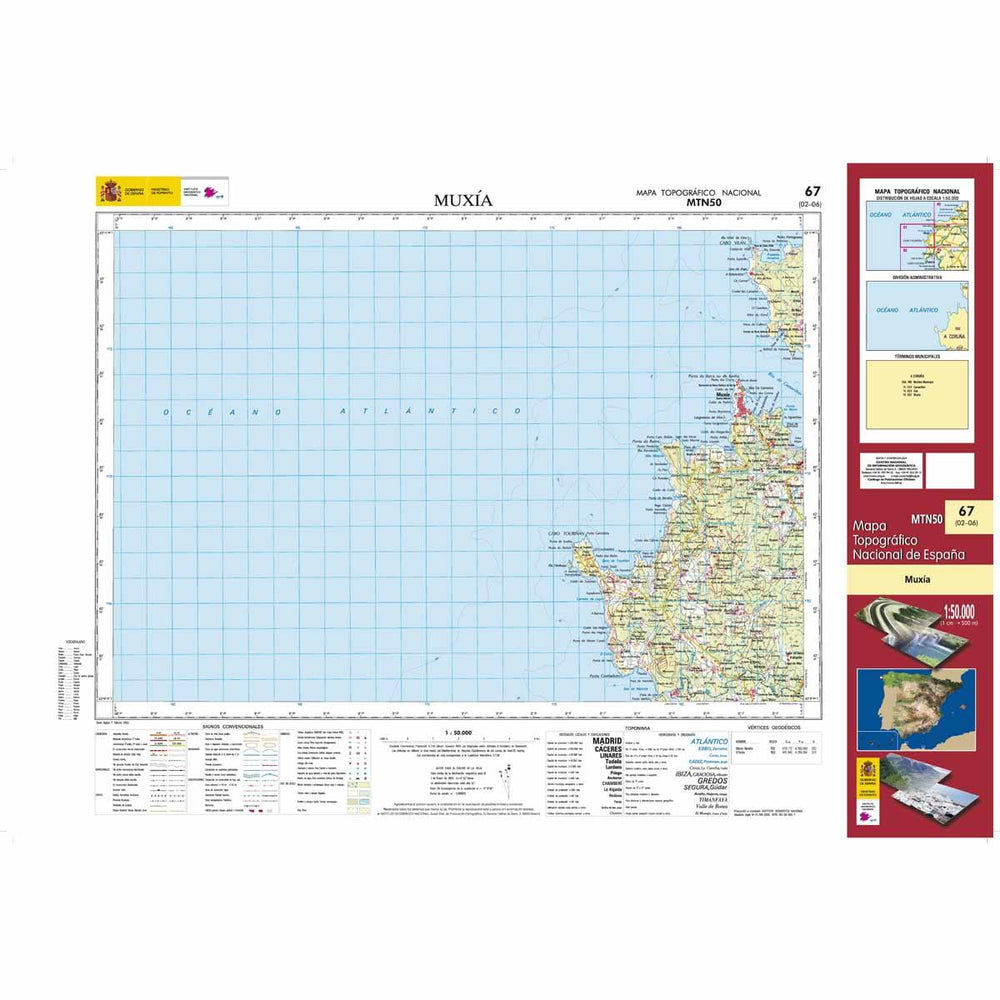 Carte topographique de l'Espagne - Muxía, n° 0067 | CNIG - 1/50 000 carte pliée CNIG 