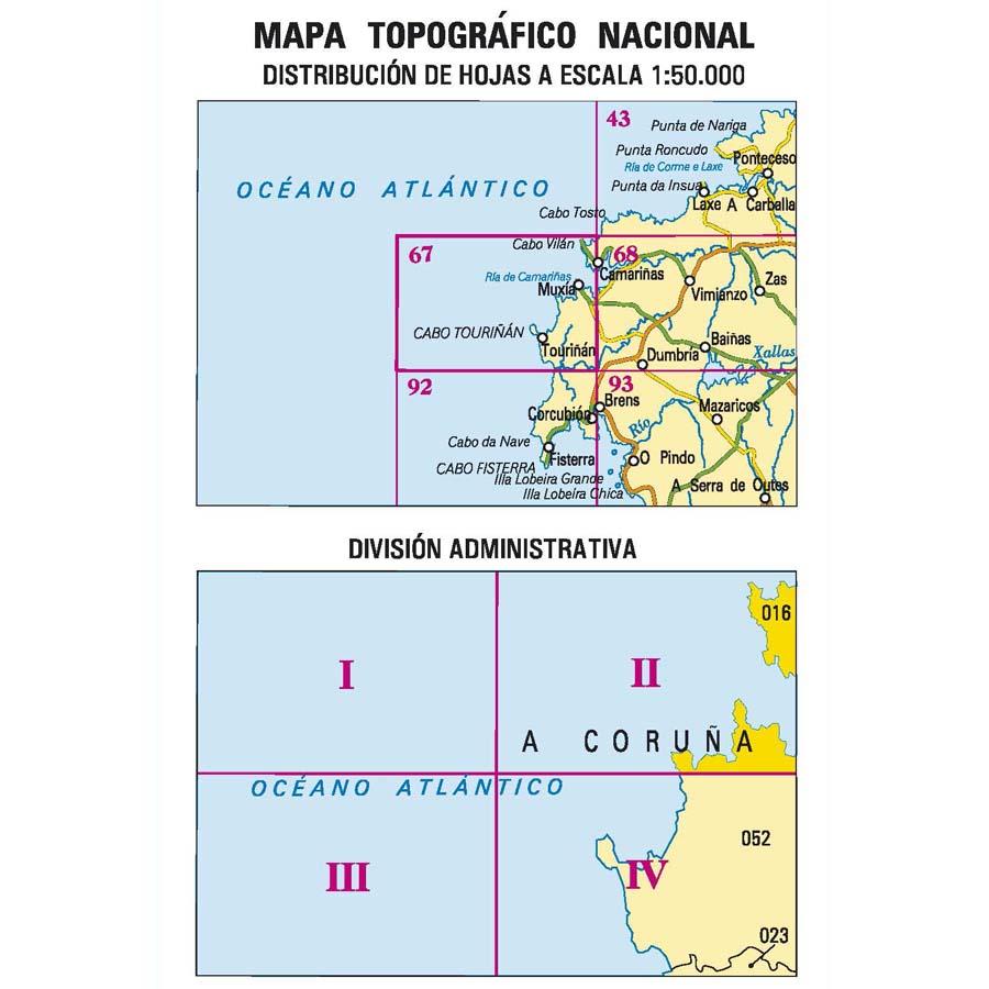 Carte topographique de l'Espagne - Muxía, n° 0067.2 | CNIG - 1/25 000 carte pliée CNIG 