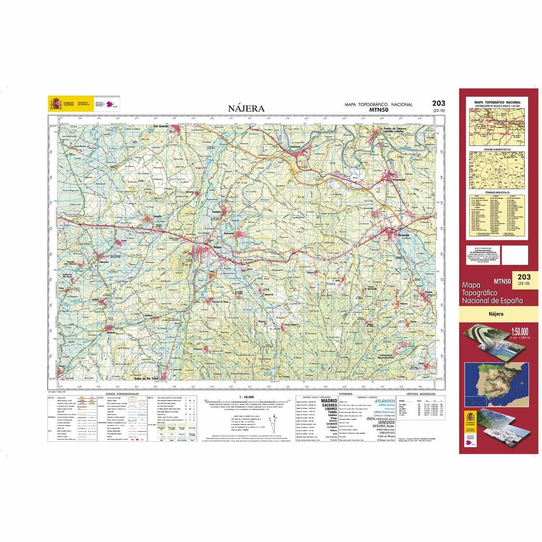 Carte topographique de l'Espagne - Najera, n° 0203 | CNIG - 1/50 000 carte pliée CNIG 