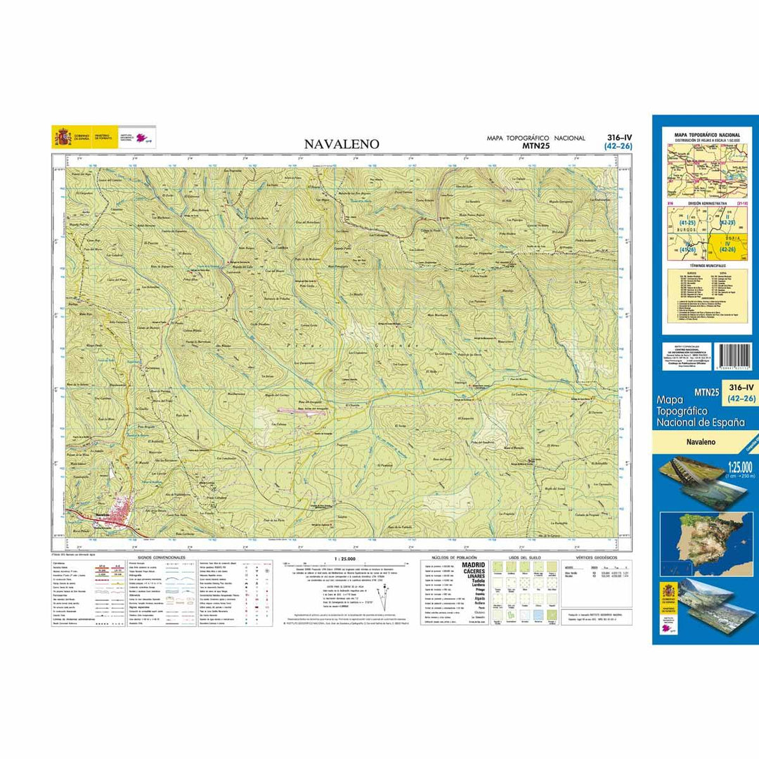 Carte topographique de l'Espagne - Navaleno, n° 0316.4 | CNIG - 1/25 000 carte pliée CNIG 