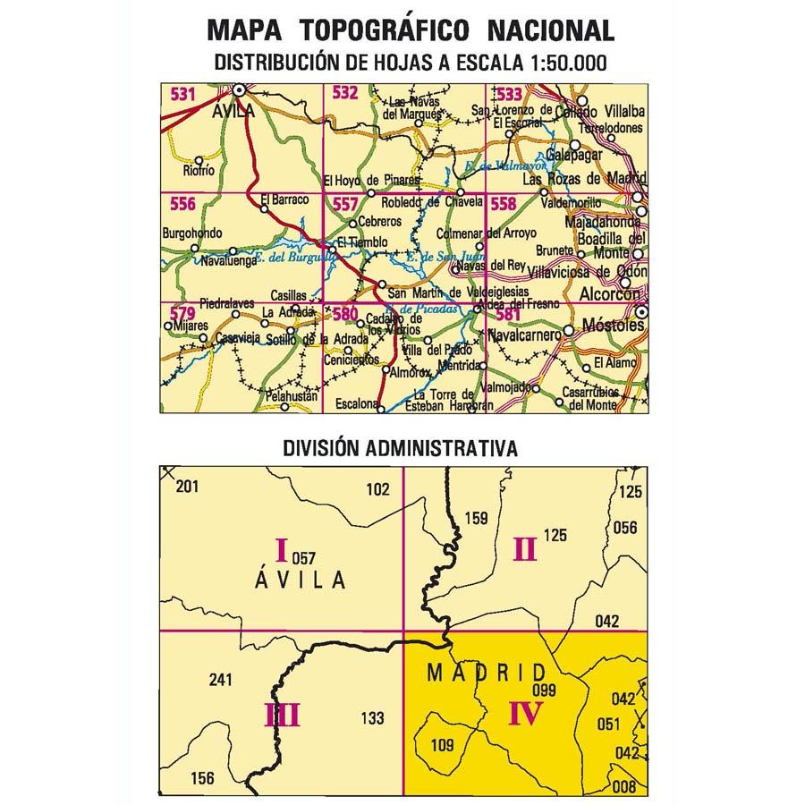 Carte topographique de l'Espagne - Navas del Rey, n° 0557.4 | CNIG - 1/25 000 carte pliée CNIG 