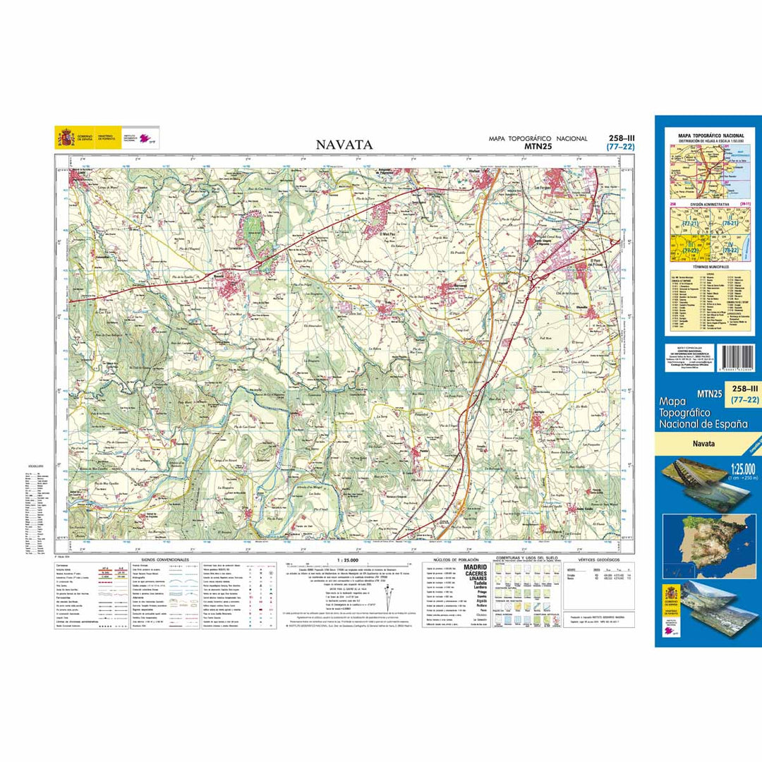 Carte topographique de l'Espagne - Navata, n° 0258.3, n° 0258.3 | CNIG - 1/25 000 carte pliée CNIG 