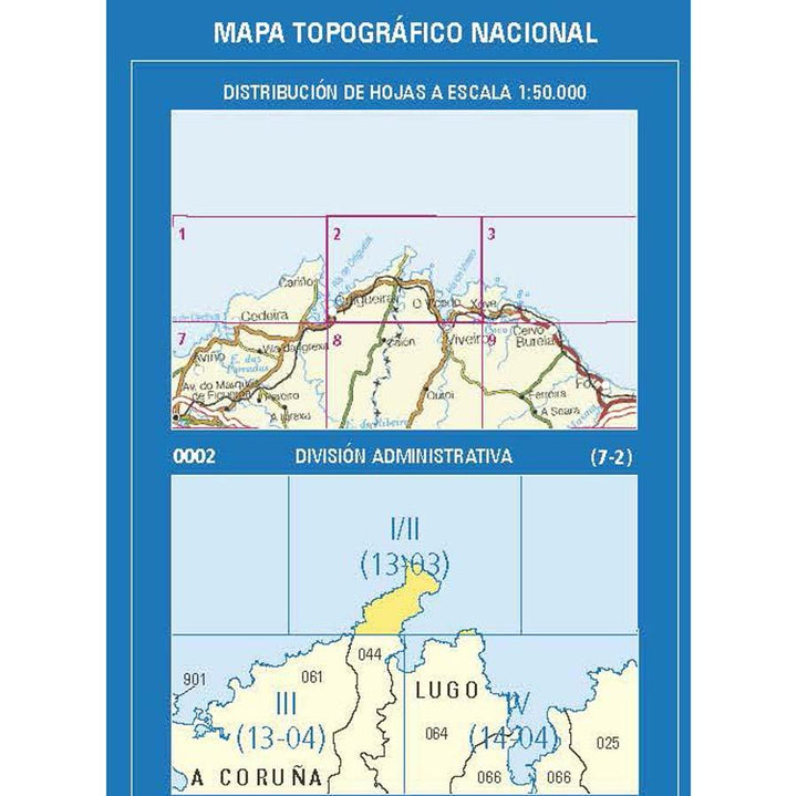 Carte topographique de l'Espagne n° 0002.1/2 - Anido | CNIG - 1/25 000 carte pliée CNIG 