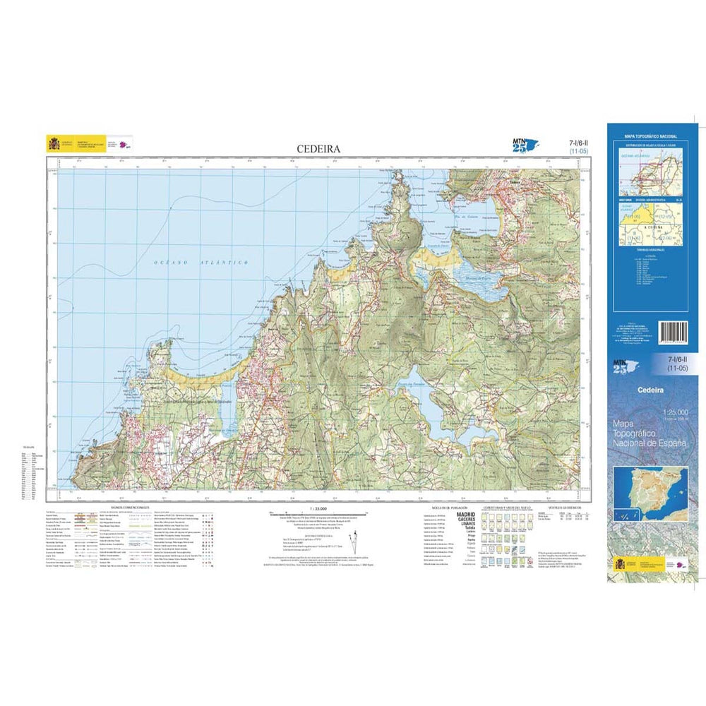 Carte topographique de l'Espagne n° 0007.1 & 6.2 - Cedeira | CNIG - 1/25 000 carte pliée CNIG 