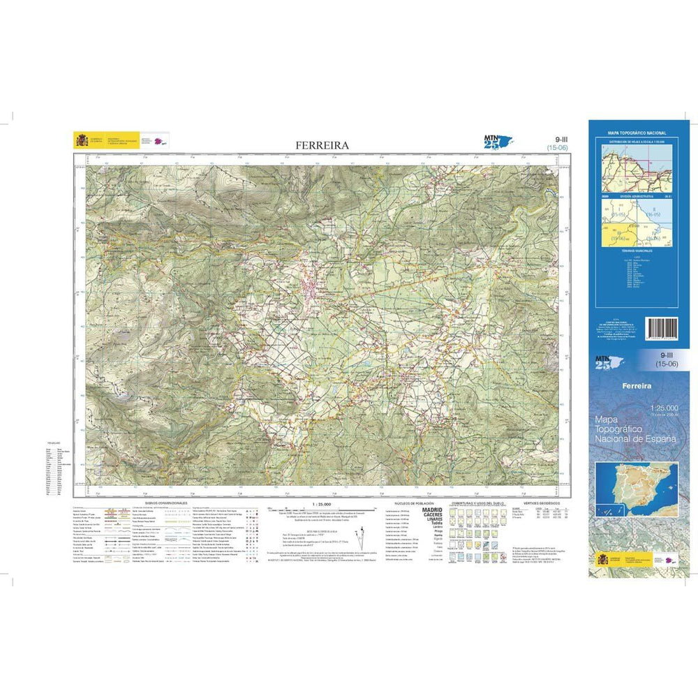 Carte topographique de l'Espagne n° 0009.3 - Ferreira | CNIG - 1/25 000 carte pliée CNIG 
