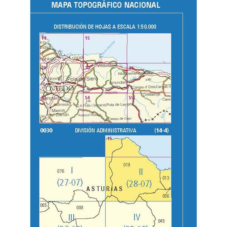 Carte topographique de l'Espagne n° 0030.2/15-4 - Colunga | CNIG - 1/25 000 carte pliée CNIG 