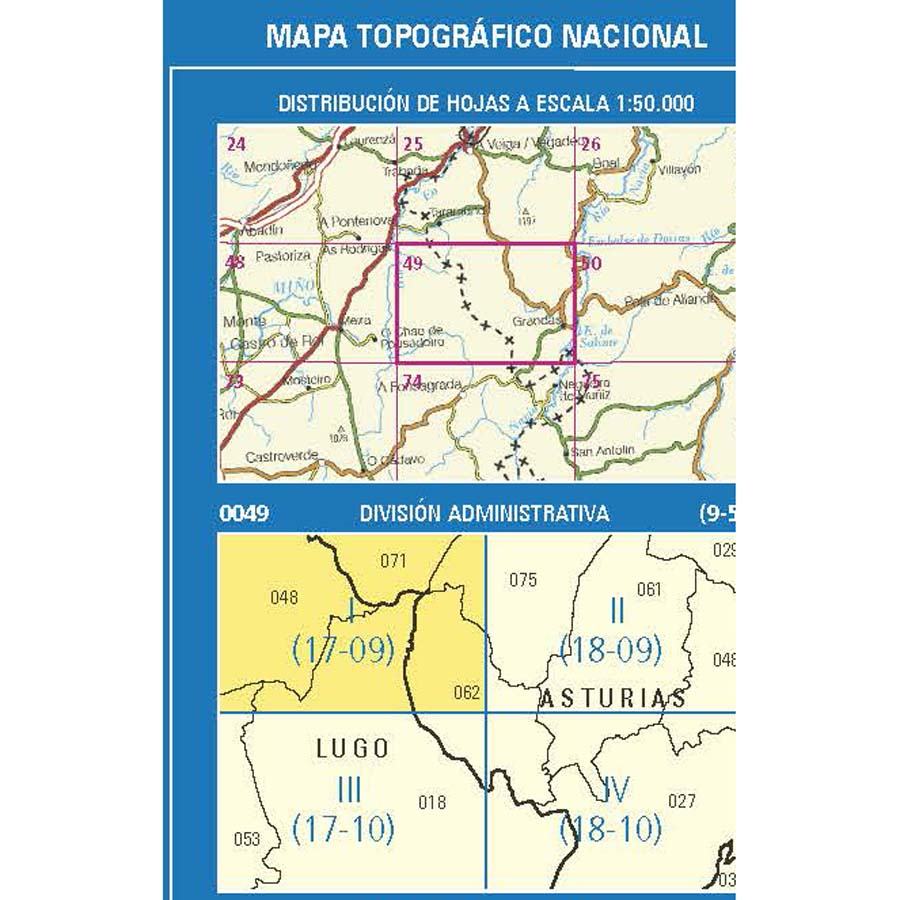 Carte topographique de l'Espagne n° 0049.1 - Santalla | CNIG - 1/25 000 carte pliée CNIG 