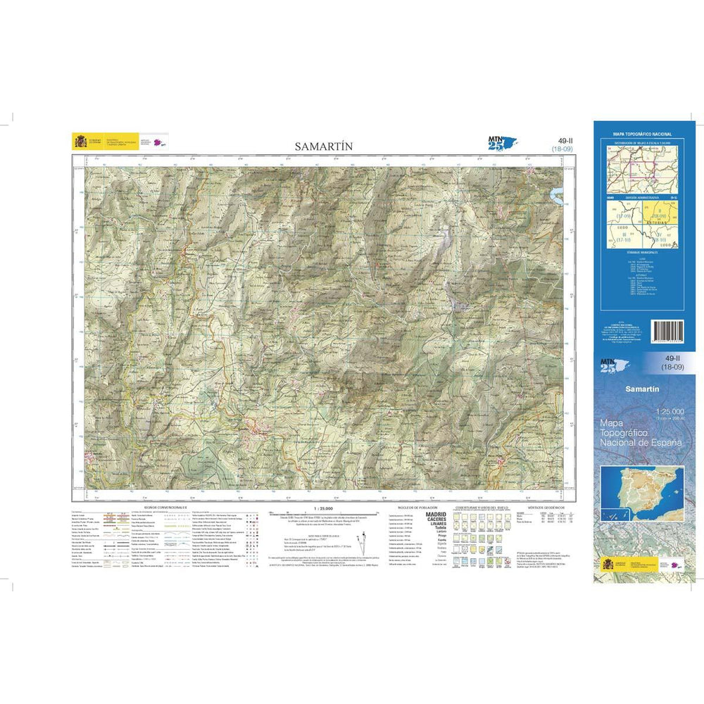 Carte topographique de l'Espagne n° 0049.2 - Samartín | CNIG - 1/25 000 carte pliée CNIG 