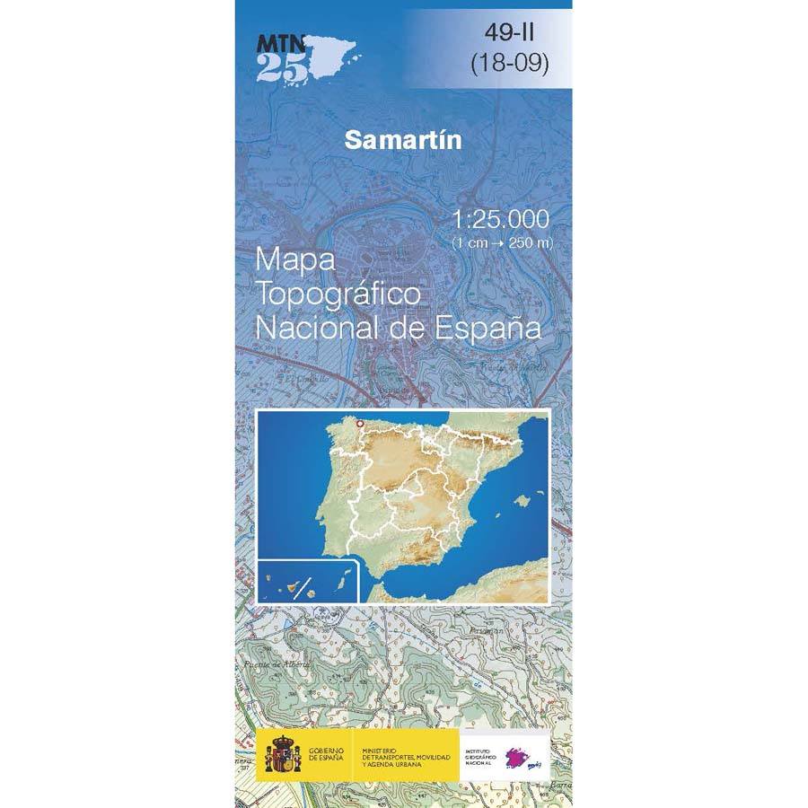 Carte topographique de l'Espagne n° 0049.2 - Samartín | CNIG - 1/25 000 carte pliée CNIG 