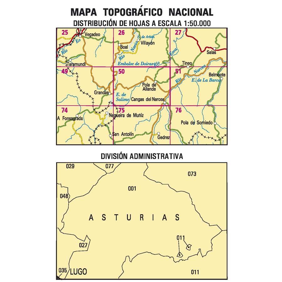 Carte topographique de l'Espagne n° 0050 - Cangas del Narcea | CNIG - 1/50 000 carte pliée CNIG 