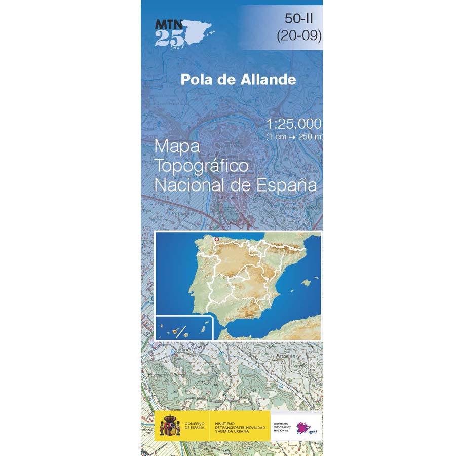 Carte topographique de l'Espagne n° 0050.2 - Pola de Allande | CNIG - 1/25 000 carte pliée CNIG 