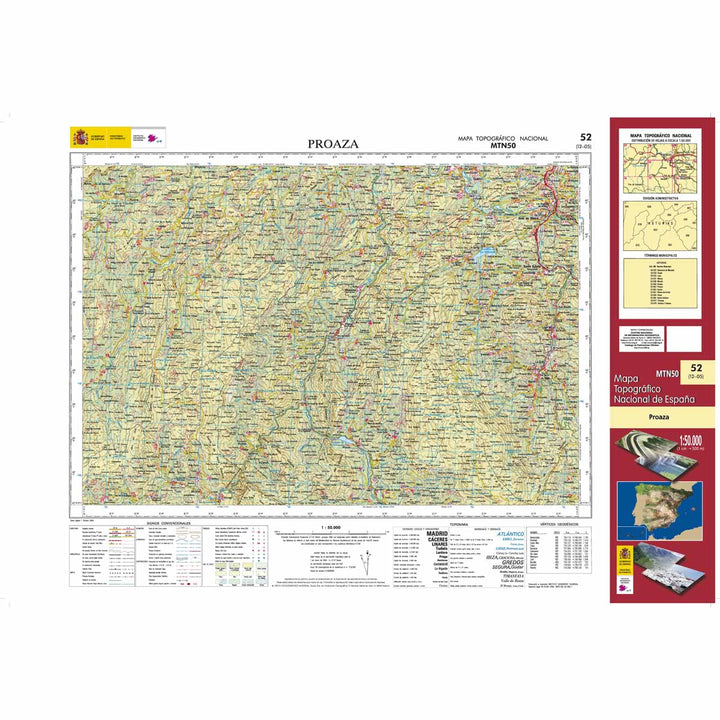 Carte topographique de l'Espagne n° 0052 - Proaza | CNIG - 1/50 000 carte pliée CNIG 