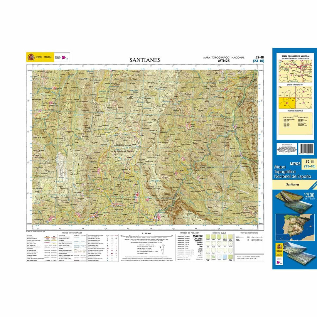 Carte topographique de l'Espagne n° 0052.3 - Santianes | CNIG - 1/25 000 carte pliée La Compagnie des Cartes - Le voyage et la randonnée 