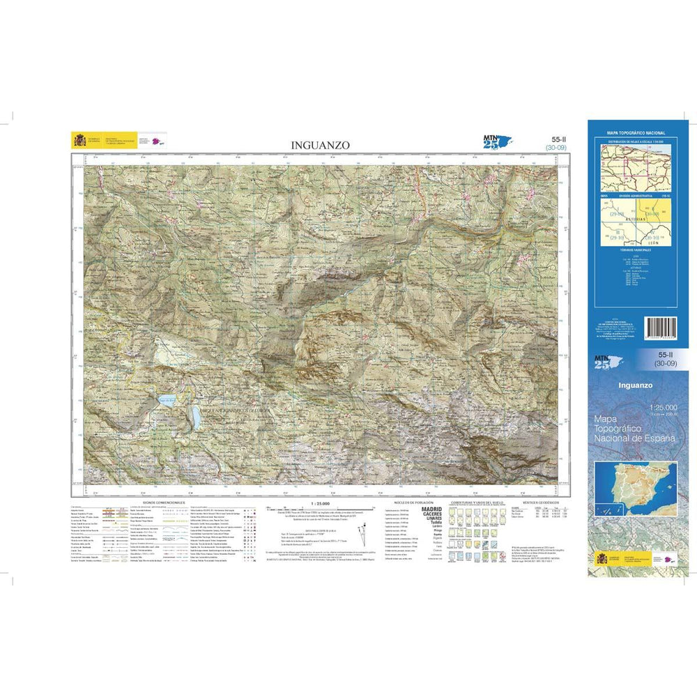 Carte topographique de l'Espagne n° 0055.2 - Inguanzo | CNIG - 1/25 000 carte pliée CNIG 