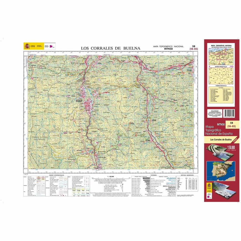 Carte topographique de l'Espagne n° 0058 - Los Corrales de Buelna | CNIG - 1/50 000 carte pliée CNIG 