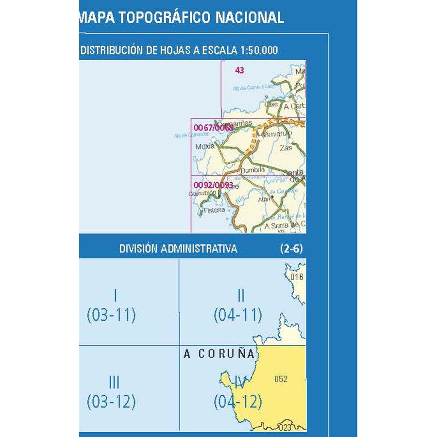 Carte topographique de l'Espagne n° 0067.4 - Touriñán | CNIG - 1/25 000 carte pliée CNIG 