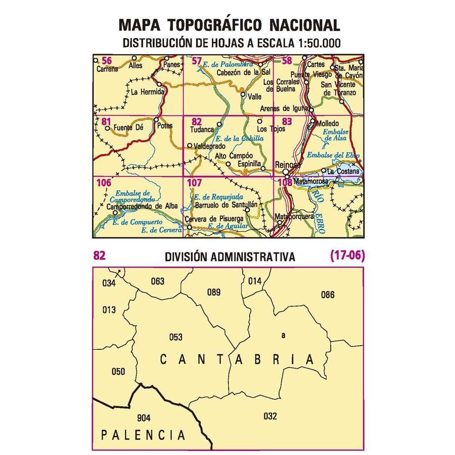 Carte topographique de l'Espagne n° 0082 - Tudanca | CNIG - 1/50 000 carte pliée CNIG 