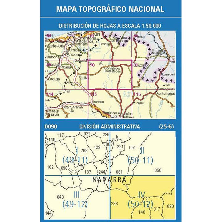 Carte topographique de l'Espagne n° 0090.4 - Alkotz | CNIG - 1/25 000 carte pliée CNIG 