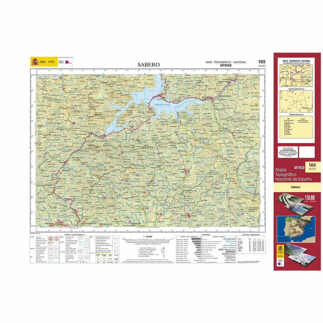 Carte topographique de l'Espagne n° 0105 - Sabero | CNIG - 1/50 000 carte pliée CNIG 