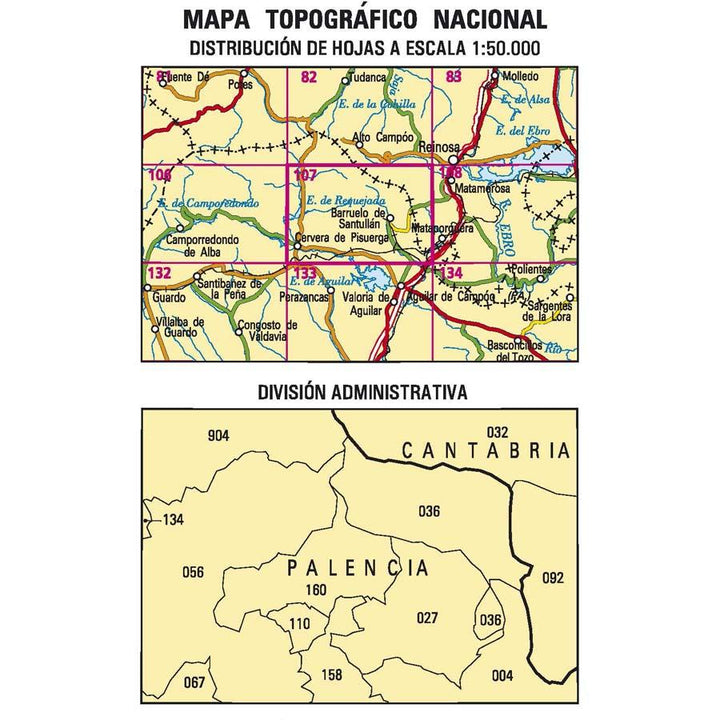 Carte topographique de l'Espagne n° 0107 - Barruelo de Santullán | CNIG - 1/50 000 carte pliée CNIG 
